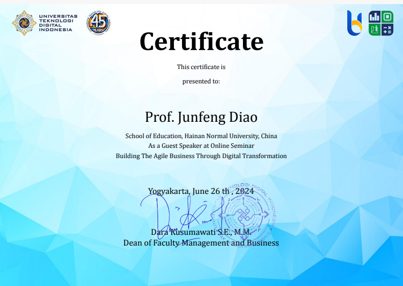 我院刁均峰老师受邀在印度尼西亚数字技术大学研讨会上做报告